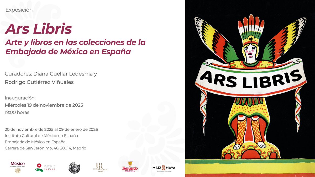 ❗️Hoy inauguramos en el Instituto Cultural la exposición "Ars Libris. Arte y libros en las colecciones de la <a href="/EmbaMexEsp/">Embajada de México en España</a>".

📚La muestra fue curada por <a href="/cuellar_diana/">Diana Cuéllar</a> y Rodrigo Gutiérrez Viñuales.

🤝Colabora: <a href="/cbamadrid/">Círculo de Bellas Artes - Casa Europa</a> 

¡Te esperamos!

bit.ly/3JDbKZk

📍ICME
🕖19.00 h