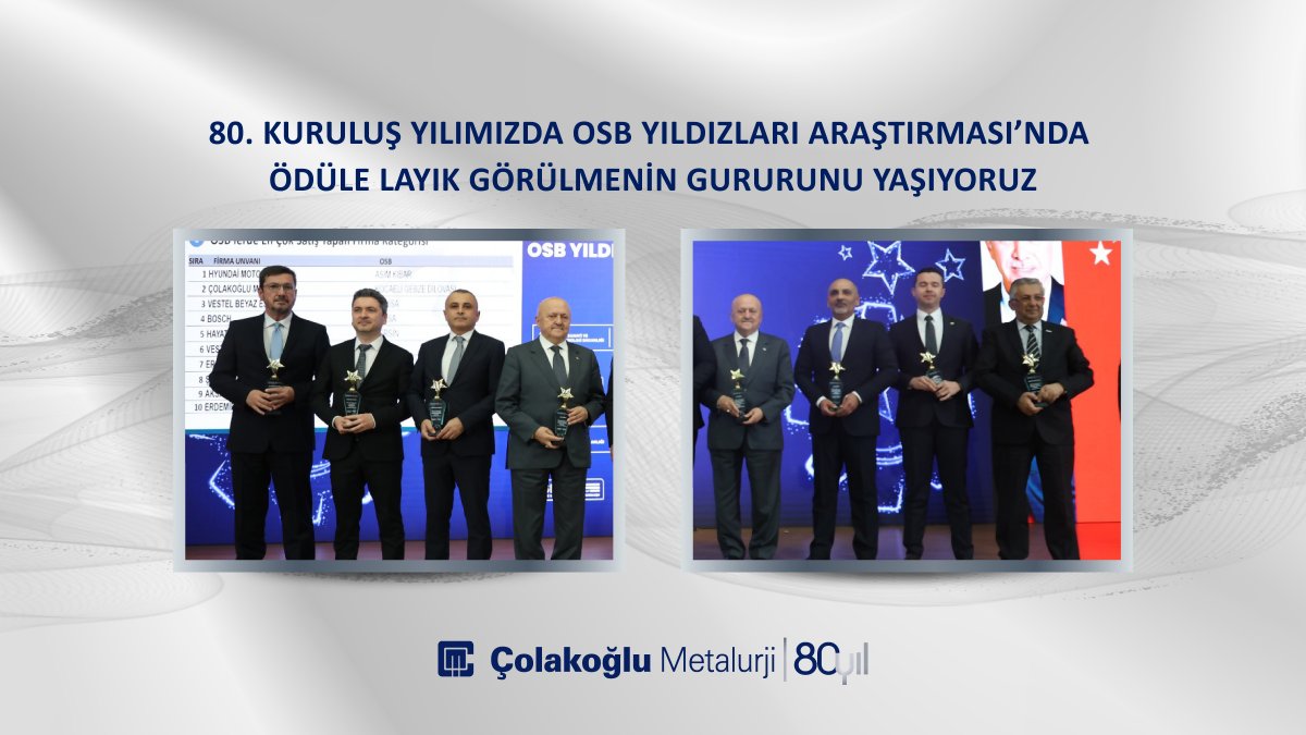 ColakogluGroup's tweet image. Bu yıl beşincisi gerçekleştirilen ve ülkemizde Organize Sanayi Bölgeleri’nde (OSB) faaliyet gösteren firmaların performanslarının değerlendirildiği OSB Yıldızları Araştırması’nda iki ayrı kategoride ödüle layık görülmenin gururunu yaşıyoruz. OSB’lerde En Çok Satış Yapan…