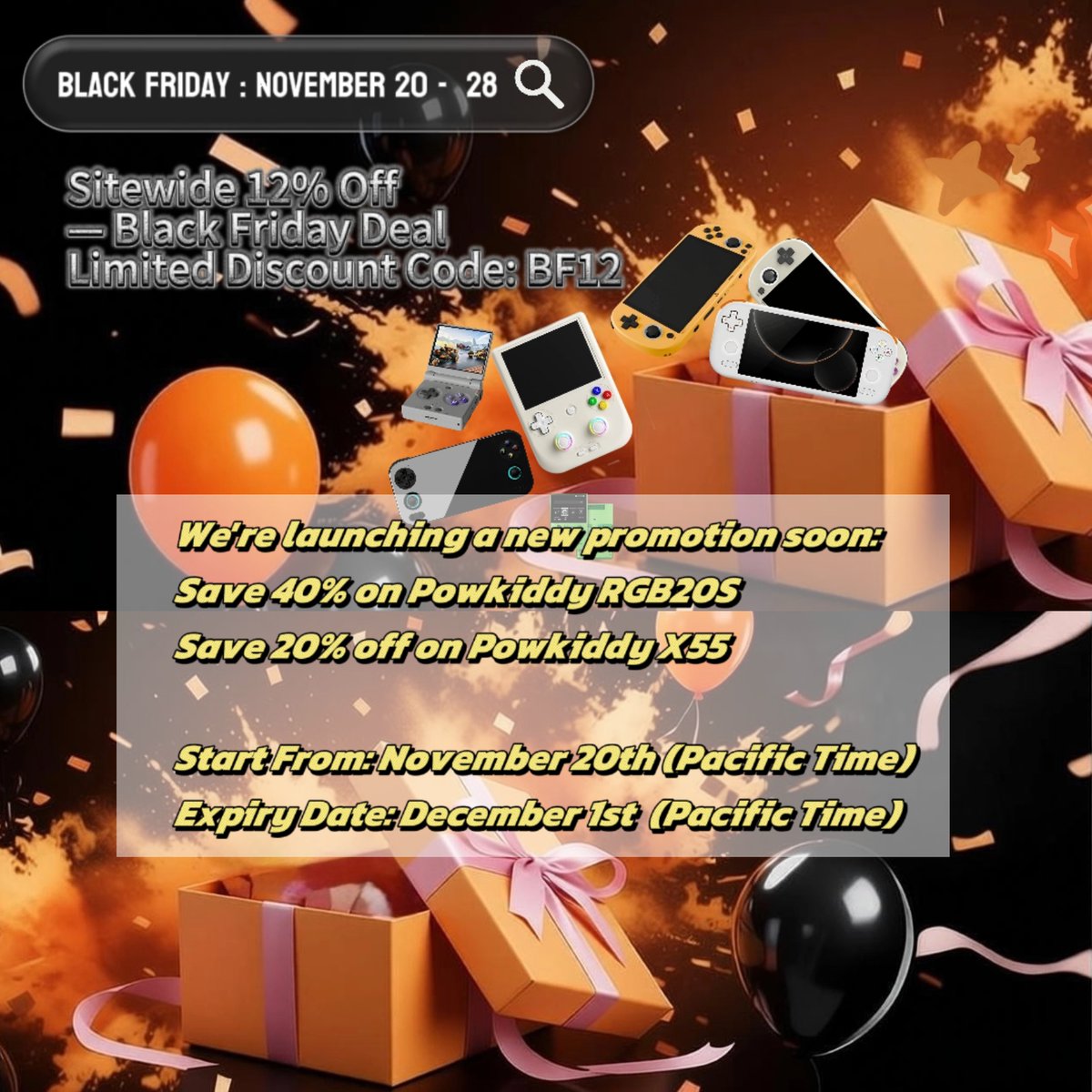 gogamegeek's tweet image. 🎮✨ Black Friday / Cyber Monday MEGA SALE!
Grab the deal before it&apos;s gone! 🚀
#BlackFriday  #CyberMonday  #RetroGaming #Powkiddy #HandheldGaming #GamingDeals #RGB20S #X55 #gogamegeek