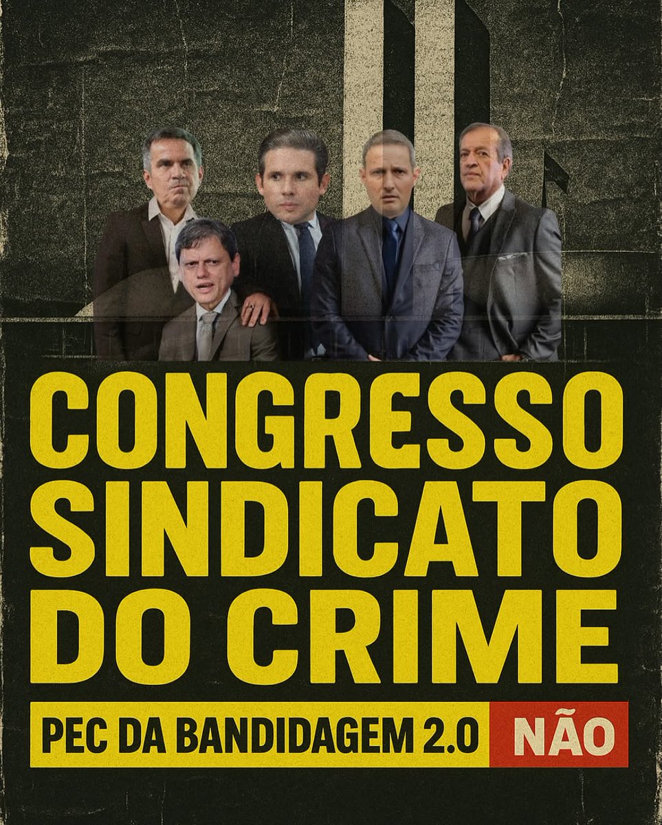 JaqueVenturini1's tweet photo. 🚨 ATENÇÃO, MILITÂNCIA: Não podemos recuar! A PEC DA BANDIDAGEM 2.0 de Derrite, Tarcísio e Hugo Motta enfraquece a PF e abre brechas que protegem o crime organizado. É uma manobra que ameaça nossa segurança e beneficia grandes criminosos. Cabe ao Senado barrar os trechos perigosos e aprovar o texto original apresentado pelo Governo Lula. Precisamos pressionar muito! 

CONGRESSO SINDICATO DO CRIME
Via Lázaro Rosa