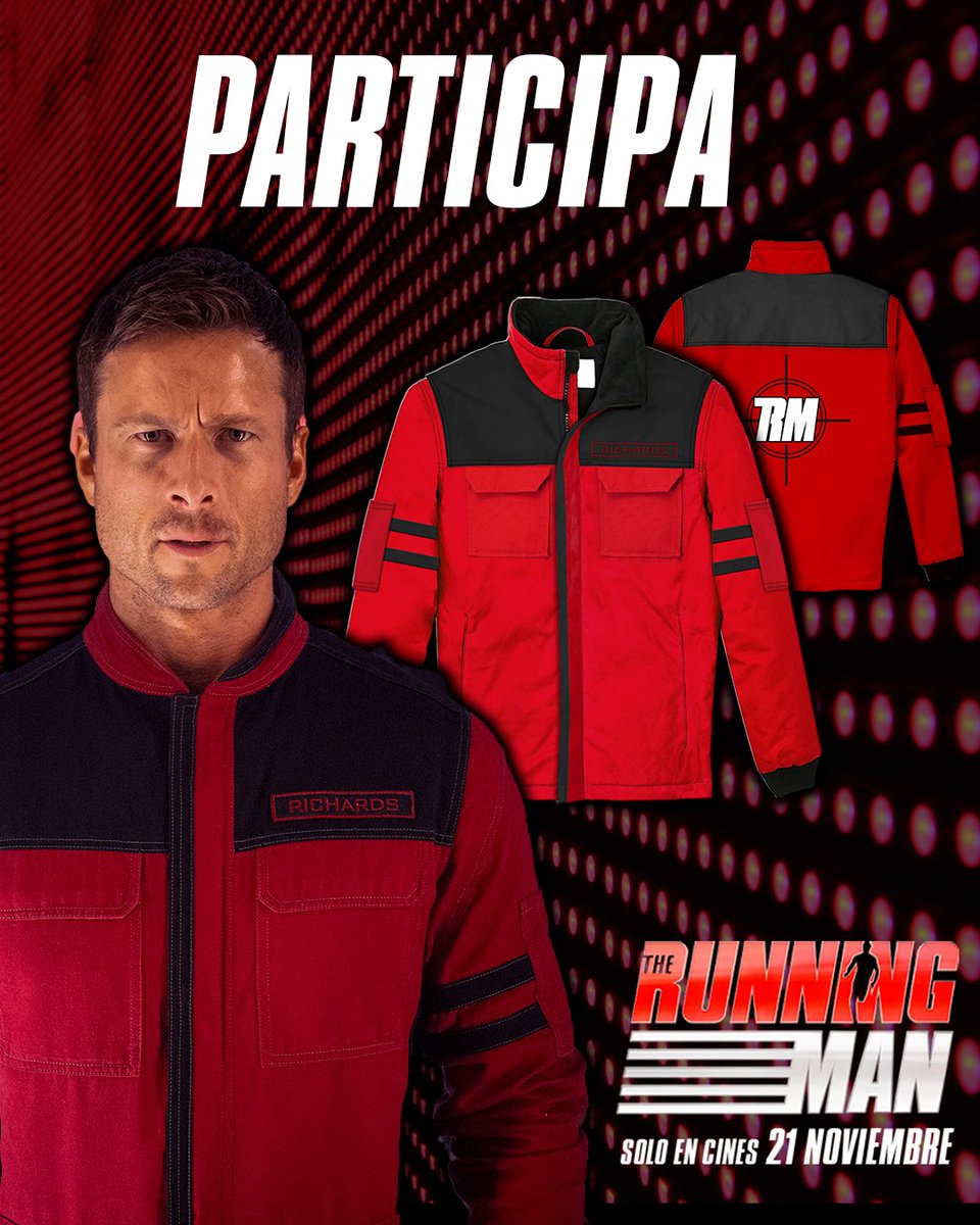 paramount_spain's tweet image. ¿Quieres llevarte una chaqueta oficial de #TheRunningMan? 💥 Te explicamos cómo participar:

✅ Sigue a @paramount_spain
💗 Dale like a este post
💬 Menciona en comentarios a la persona con quién irás a verla al cine

¡Puedes participar hasta el 26 de noviembre, te deseamos mucha…