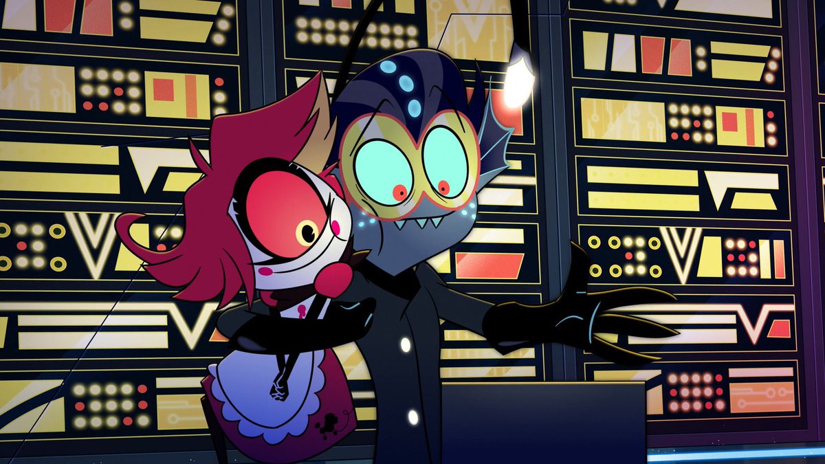 Hamathyst's tweet image. Ya sabemos que a los científicos les gusta locas con armas y de un solo ojo 

 #HazbinHotel