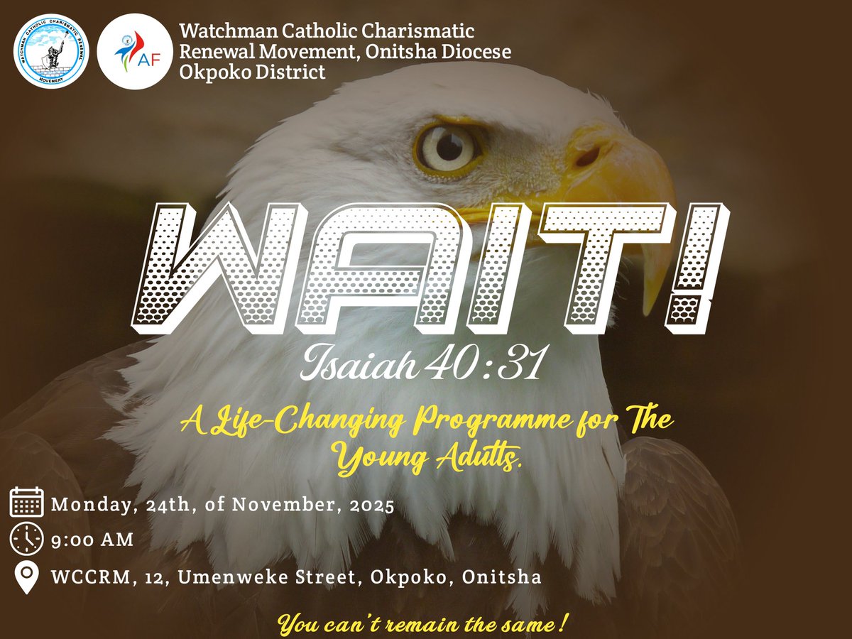 wccrmokpoko's tweet image. It&apos;s going to be Superb! 🔥 

Are you a Young Adult? This programme is for you.

A &quot;Redefinition&quot; of the common would cause a &quot;Rethinking&quot; which would lead to a Positive &quot;Redirection&quot;. 🔥 

See you there...

#Wait
#Programme
#Transformation
#Awakening
#Viral
#WCCRMOkpoko
#WCCRM