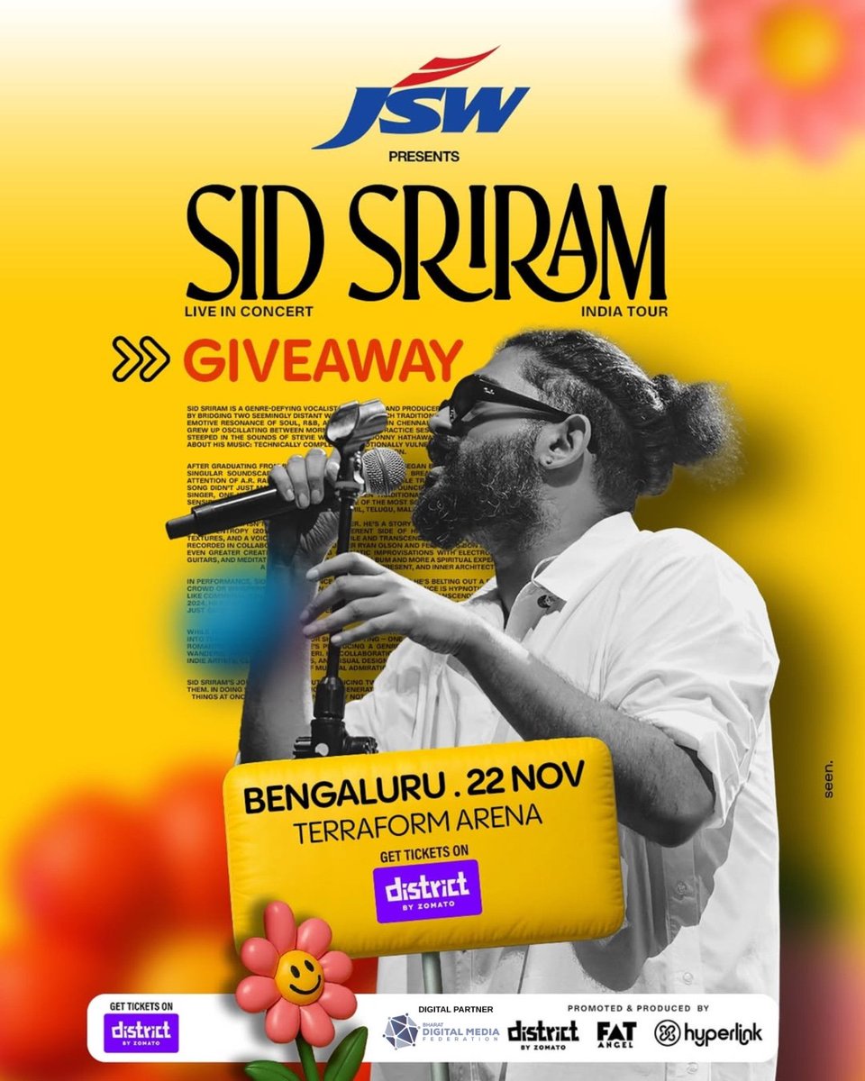 saivinay07's tweet photo. #SidSriram LIVE in Bengaluru at District Arena @ Terraform — Sat, 22 Nov @ 5 PM.
🎁 DM us for your free pass! #fatangel
@TeluguDMF @TeamStarCircle
#SidSriram https://t.co/r9JhZaW6iQ