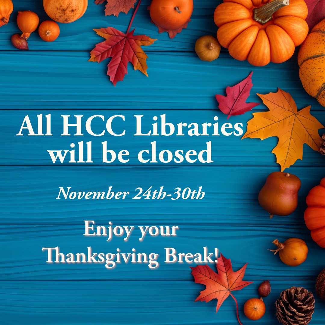 HCCLibraries's tweet image. While the libraries will be closed, you can still access our electronic resources and get those papers written!  Find them here at library.hccs.edu/home