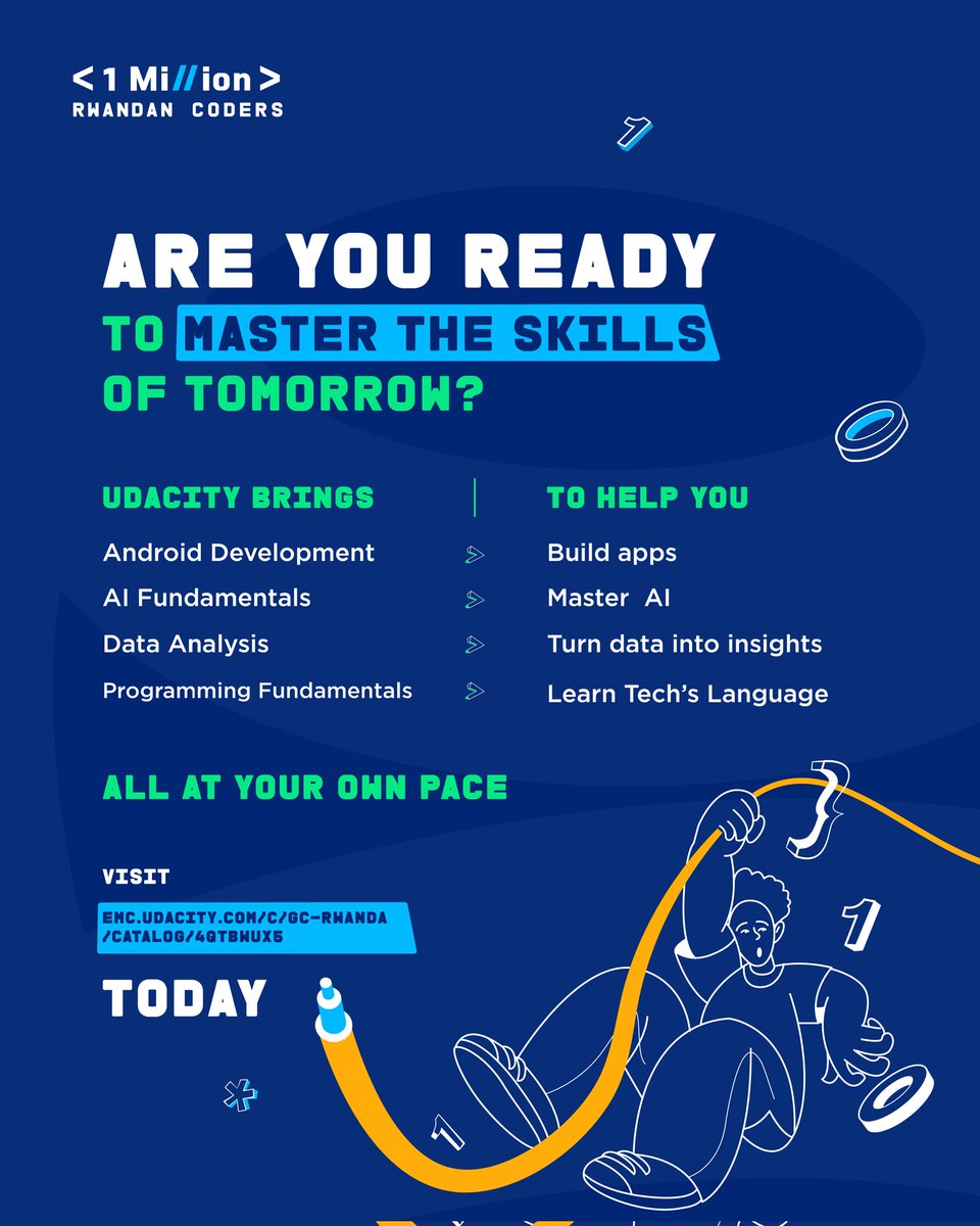 1MRwandanCoders's tweet image. Step into the world of tomorrow with the skills that matter! 

Udacity is giving you the tools to thrive in a tech-driven world, start your learning journey today and open doors to endless opportunities by visiting: emc.udacity.com/c/gc-rwanda/ca… 

#1mrc #1millionrwandancoders #udacity…