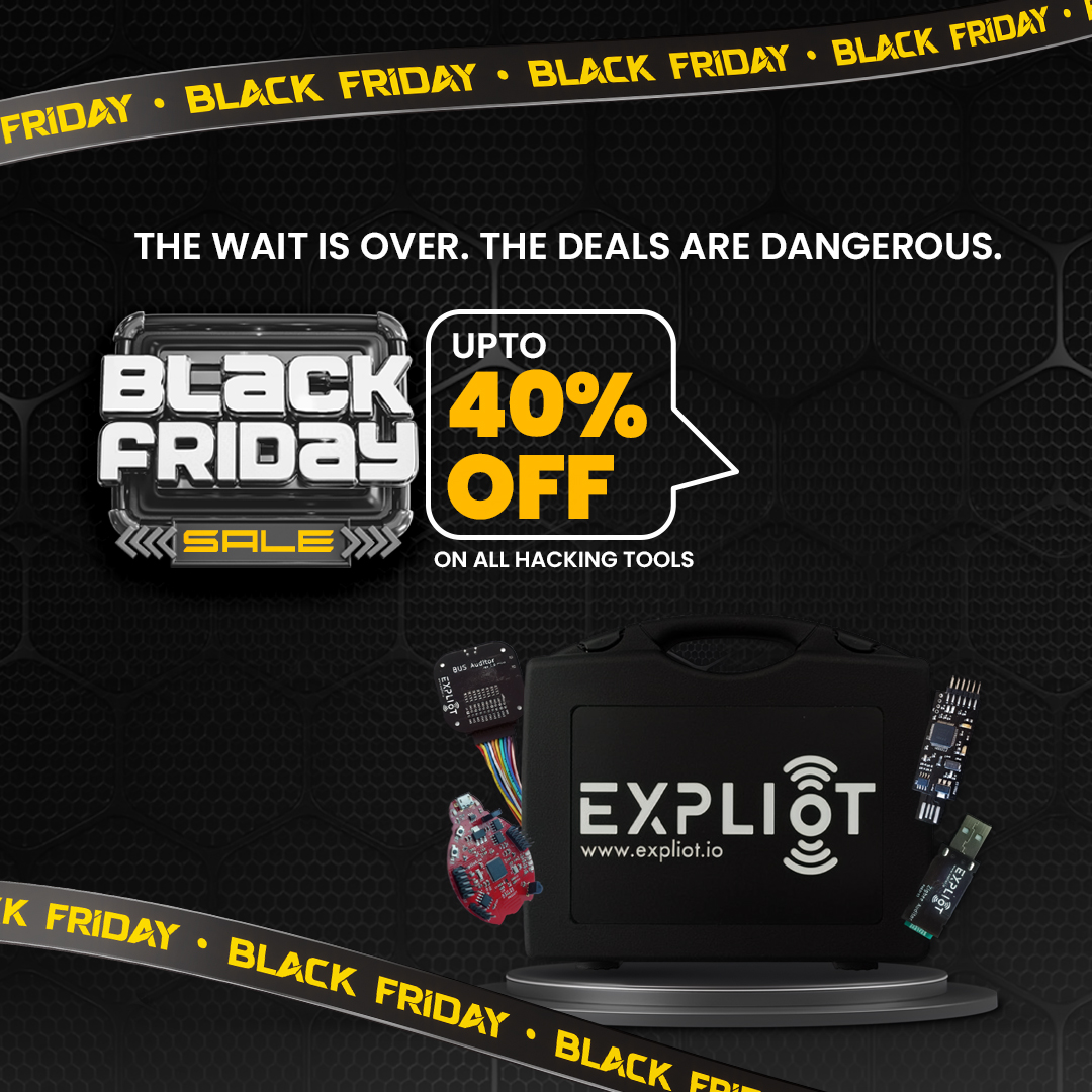 expliot_io's tweet image. The wait is over. The deals are dangerous.

EXPLIoT Black Friday is LIVE – up to 50% OFF tools &amp;amp; courses for those who’d rather be in the lab than in slide decks.

Store: store.expliot.io
Academy: academy.expliot.io

#EXPLIoT #BlackFriday #CyberSecurity