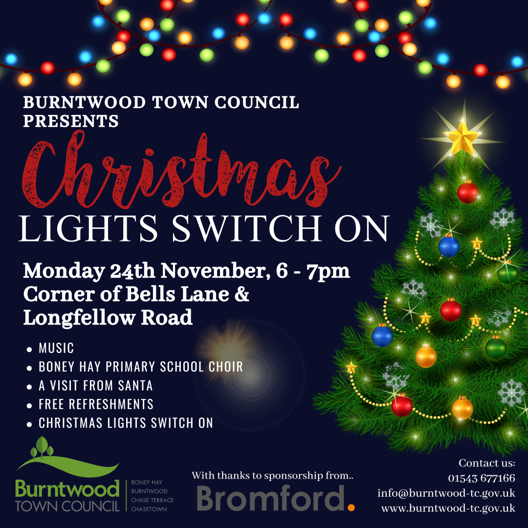 Join us at our Christmas Lights Switch On event on the corner of Bell's Lane &amp; Longfellow Road on Monday 24 November, 6-7pm