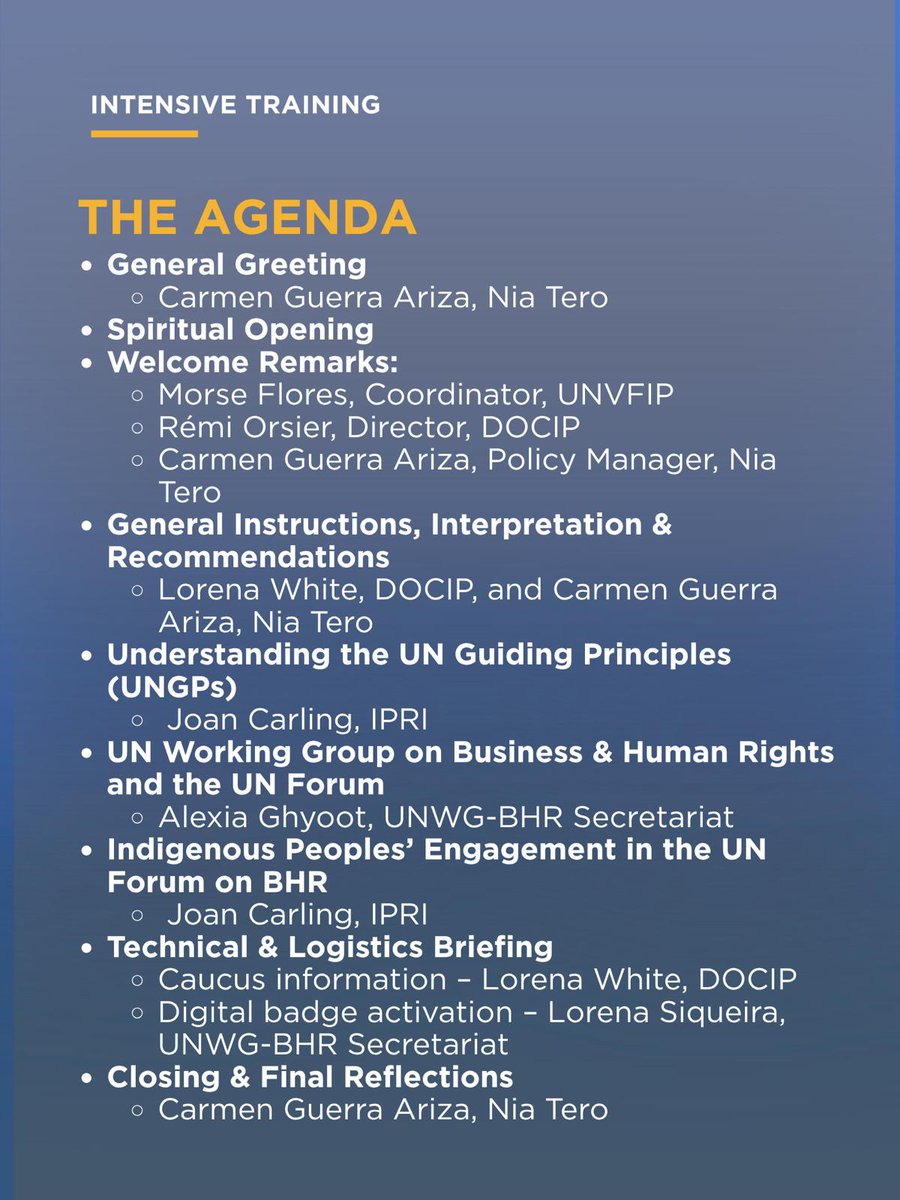 Docip_en's tweet image. Join us tomorrow for the final training of the year, focused on strengthening Indigenous Peoples’ engagement in global Business &amp;amp; Human Rights processes.

📅 20 Nov | ⏳ 4–6 pm Geneva
🔗 Zoom: bit.ly/3LMItMi

@IPRightsIntl @IWGIA @NiaTero 

#IndigenousRights #UNForumBHR