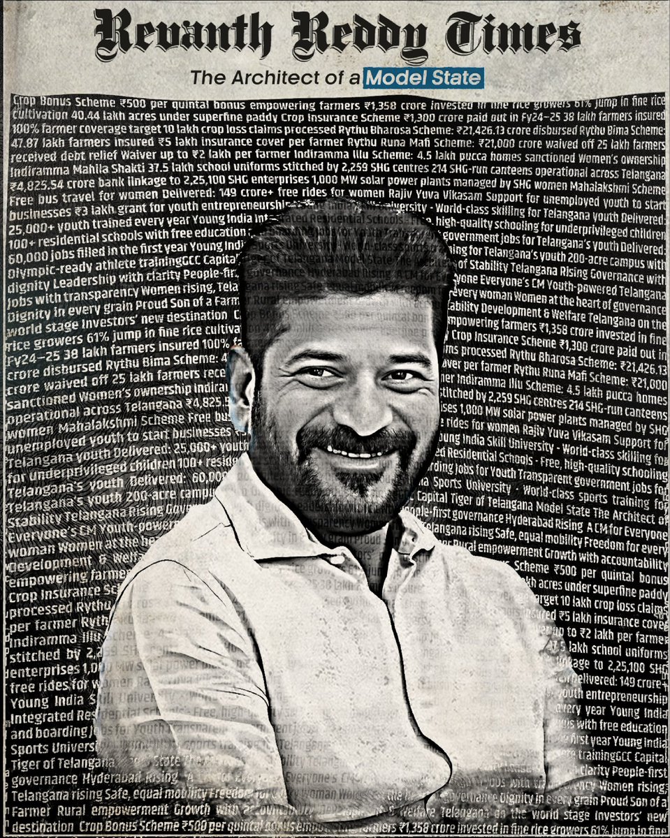 HydRising_1's tweet image. Tamil Nadu celebrates its cinematic icon Rajinikanth…
And Telangana celebrates its own shining light.

If Rajinikanth is the Superstar of the silver screen,
Revanth Reddy is the Superstar of Telangana’s transformation.

Today, we honour the vision, courage &amp;amp; leadership that’s…