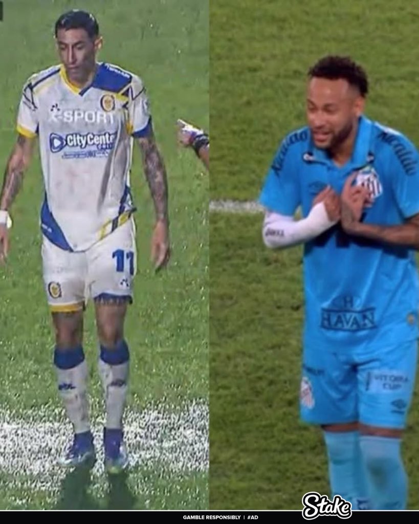 CR7Brasil's tweet image. Neymar em sua volta para o Brasil:

“Ah,não quero sintético”
“Ah, essa bola da penalty é muito ruim”

Di Maria em sua volta para a Argentina: 

“Eu jogo até no pasto, sou campeão do mundo, não tenho mais nada a provar mas voltei para levar meu clube a Libertadores e estamos…