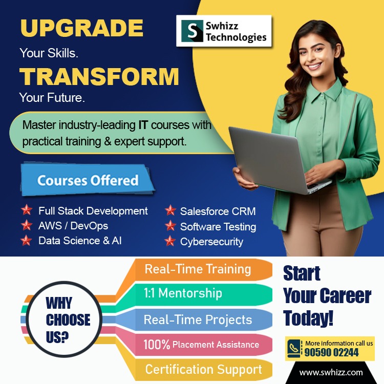 Swhizzofficial's tweet image. Kickstart your IT career with Swhizz! Learn Full Stack, AWS/DevOps, Data Science, Salesforce, Testing &amp;amp; more with real-time training and placement support. 🚀
📞9059002244 |🌐swhizz.com
#DataScience #javafullstack #salesforcedevelopertraining #CybersecurityTraining