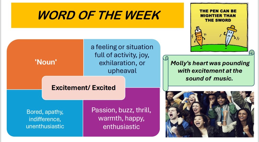 LanghamOaks's tweet image. 👉This weeks word of the week is EXCITEMENT please get your entries in to Juliet by Friday. #literacy #SEMH @LanghamOaks