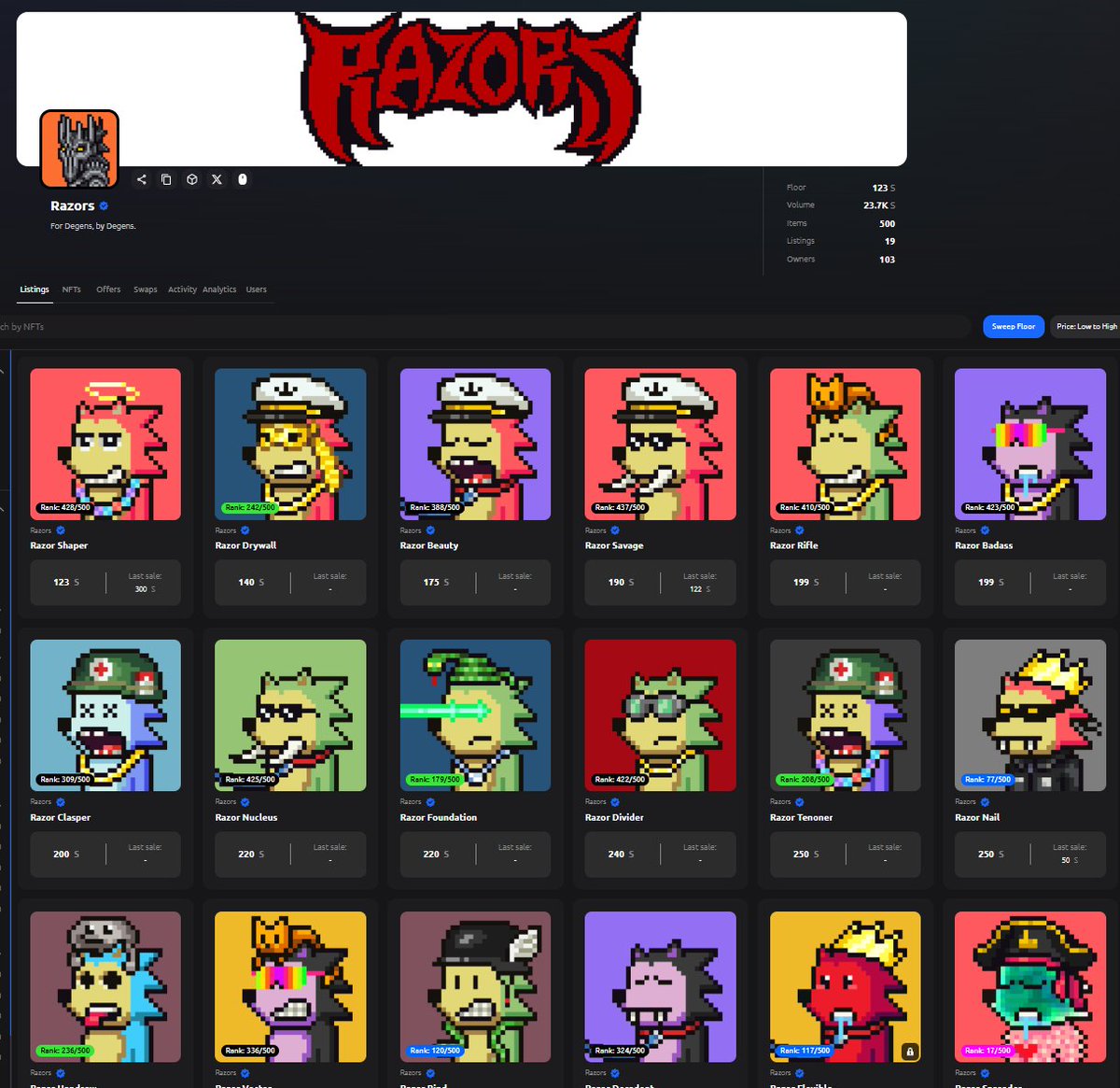 🖼️"Chains go up and down $S, but <a href="/RazorsNFT/">Razors</a>  NFT is real art. Every trait tells a story, RT for the culture.🎨