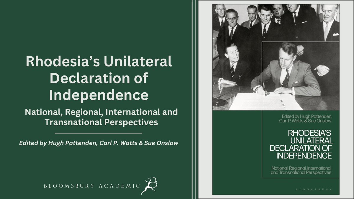 Rhodesia's Unilateral Declaration of Independence edited by Hugh Pattenden, Carl P. Watts &amp; Sue Onslow offers a comprehensive, multi-perspective analysis of the 1965 UDI and its lasting impact on Zimbabwe’s political and global history. 

📙 bit.ly/432SafB