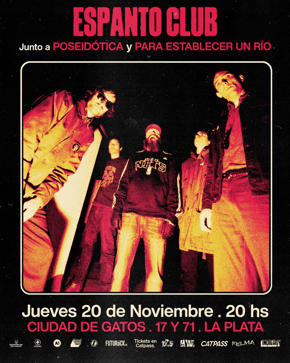 Jueves 20/11 Espanto Club junto a <a href="/poseidotica/">Poseidótica</a> y <a href="/peurargentina/">ParaEstablecerUnRio</a> en Ciudad de Gatos de La Plata
Agotada preventa 1
Últimos tickets de preventa 2 + promos 2x20k: catpass.net/eventos/poseid…
