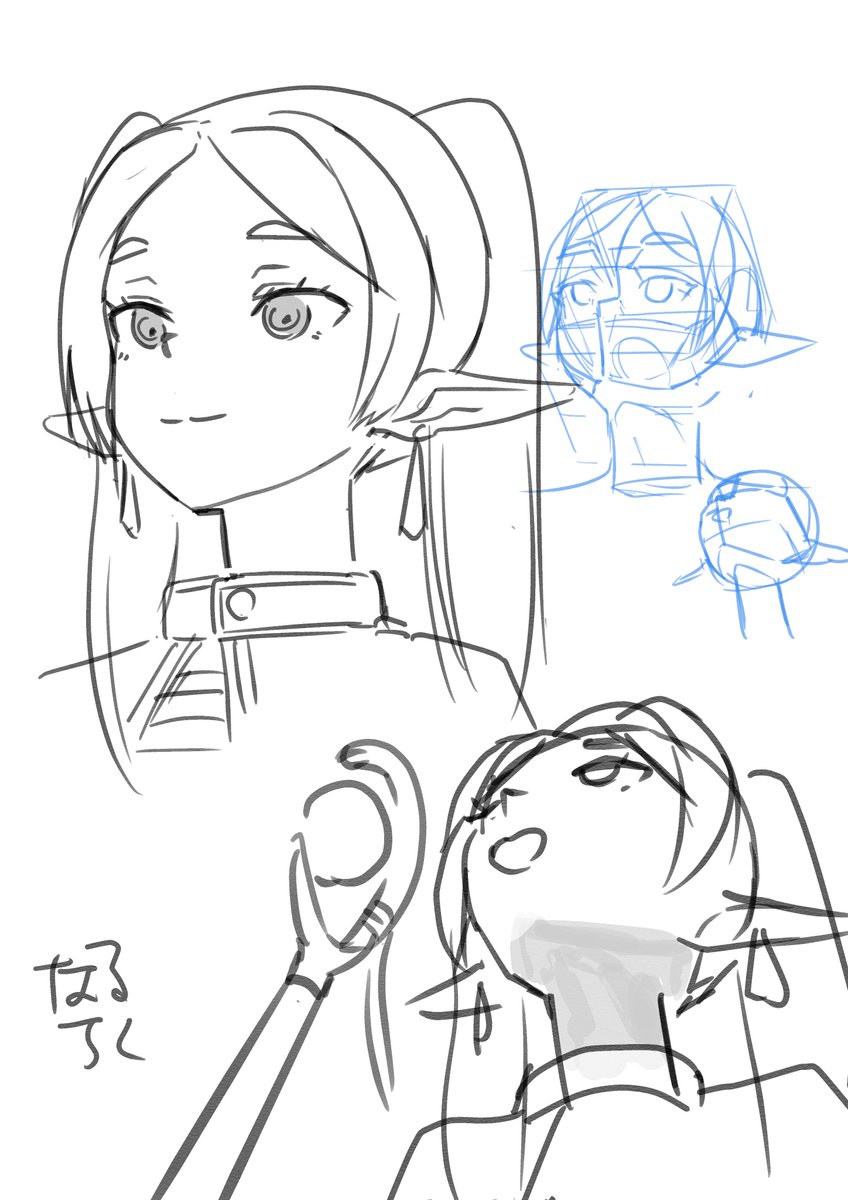 フリーレンの顔描くのはやってるの?
急な角度のあおり構図ってほとんど表情
見えないんじゃないかな・・・ 