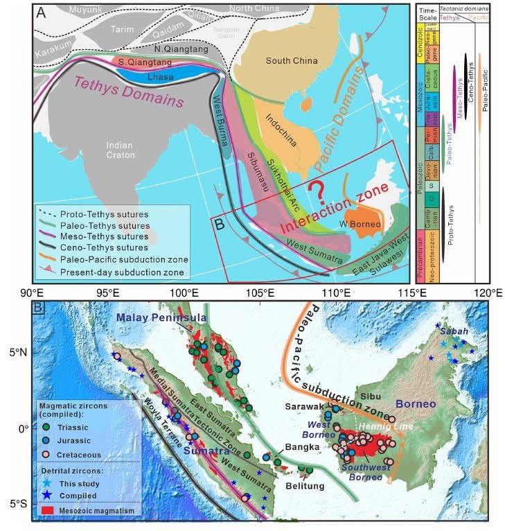 Interaction Between the Tethyan and Paleo-Pacific Tectonic Domains in Southeast Asia: Late Triassic Initiation of an Inward-Dipping Double Subduction System
[Zhao et al. 2025]

agupubs.onlinelibrary.wiley.com/doi/10.1029/20…