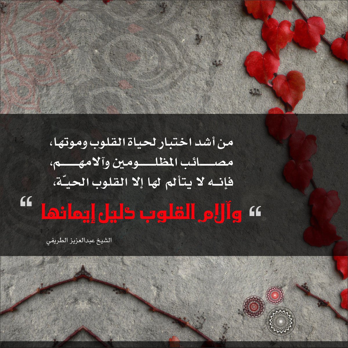 من أشد اختبارٍ لحياة القلوب وموتها: مصائب المظلومين وآلامهم، فإنه لا يتألم لها إلا القلوب الحيَّة، وآلامُ القلوب دليلُ إيمانها. 

🖌️ الشيخ عبدالعزيز #الطريفي