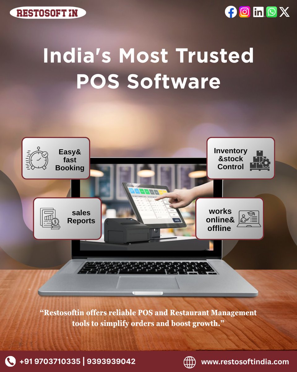 restosoftin's tweet image. This Restaurant POS Software helps you track orders, bills, stock, and reports in one place. Easy to use, fast to learn, made for daily use in busy kitchens and dining spaces. 🚀

📅 Book Free Demo

📞 +91 9393939042

#restaurantpos #restaurantsolutions #possoftware