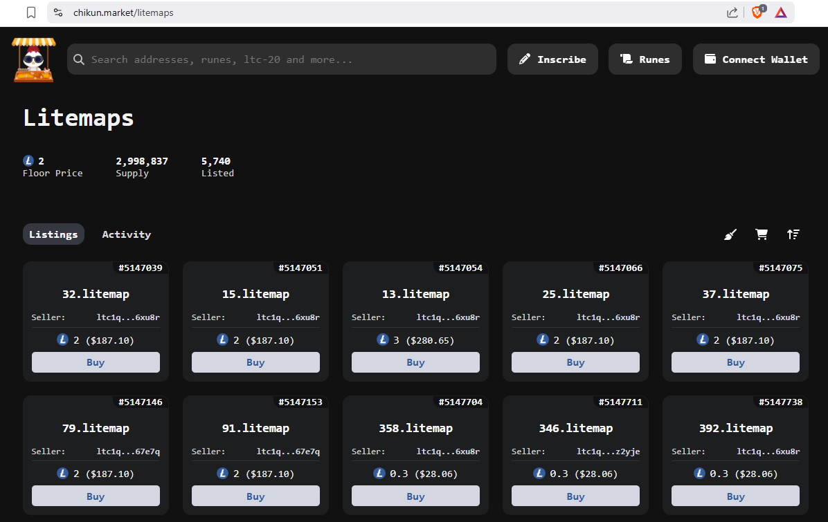 Insanely cheap 2 digit #Litemap is available on sale

Big gamble but if #Bitmap hype catches up later in this cycle these could 1000x

not a financial advice #DYOR 

#Crypto #Litecoin $LTC #Ordinals
