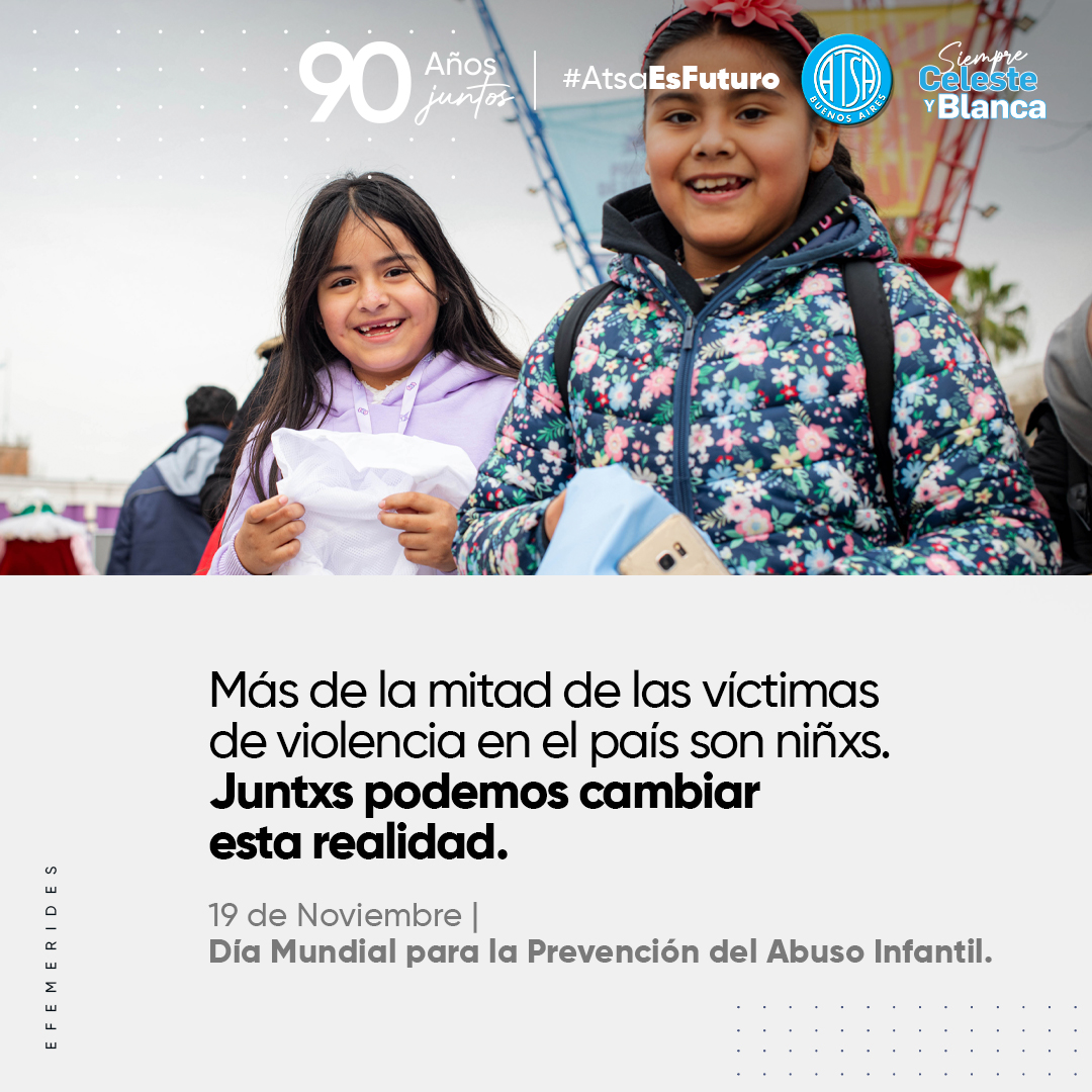 AtsaBsAs's tweet image. Hoy más que nunca nos ponemos firmes 💪 en la defensa y protección de los derechos de cada niñx y adolescente 👶👧.

Frente a los distintos riesgos y formas de violencia a los que son expuestxs en todo el mundo 🌎, nuestro compromiso sigue siendo el de prevenir, acompañar y…