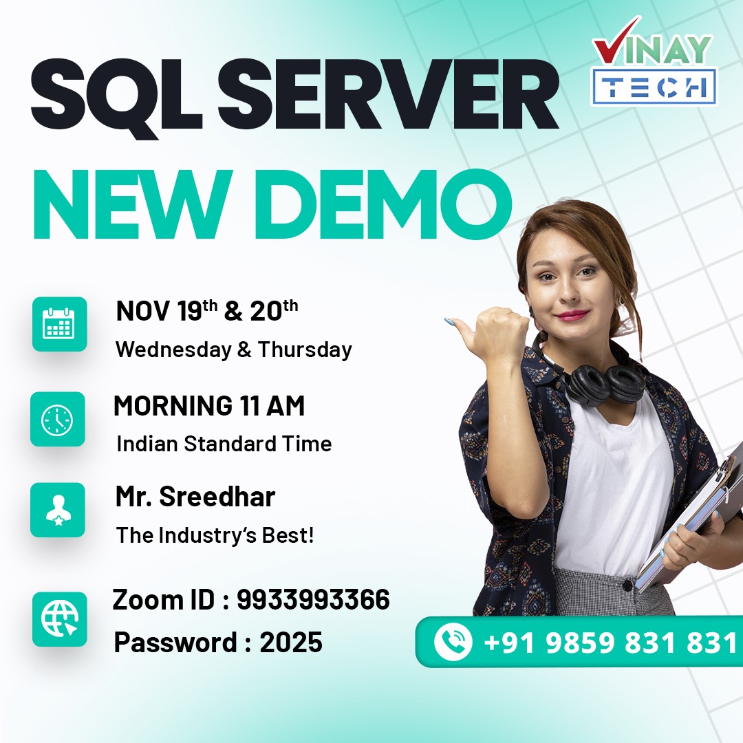vinay_Techhouse's tweet image. 🚨 SQL Server Demo Alert!
📅 Nov 19 &amp;amp; 20
🕚 Morning 11 AM (IST)

🔗 Join Zoom:
us06web.zoom.us/j/9933993366
🔐 Password: 2025

🌐 Visit: vinaytechhouse.com
📞 Contact: +91 9859 831 831

#SQLServer #PowerBI #SQLTraining #LiveDemo