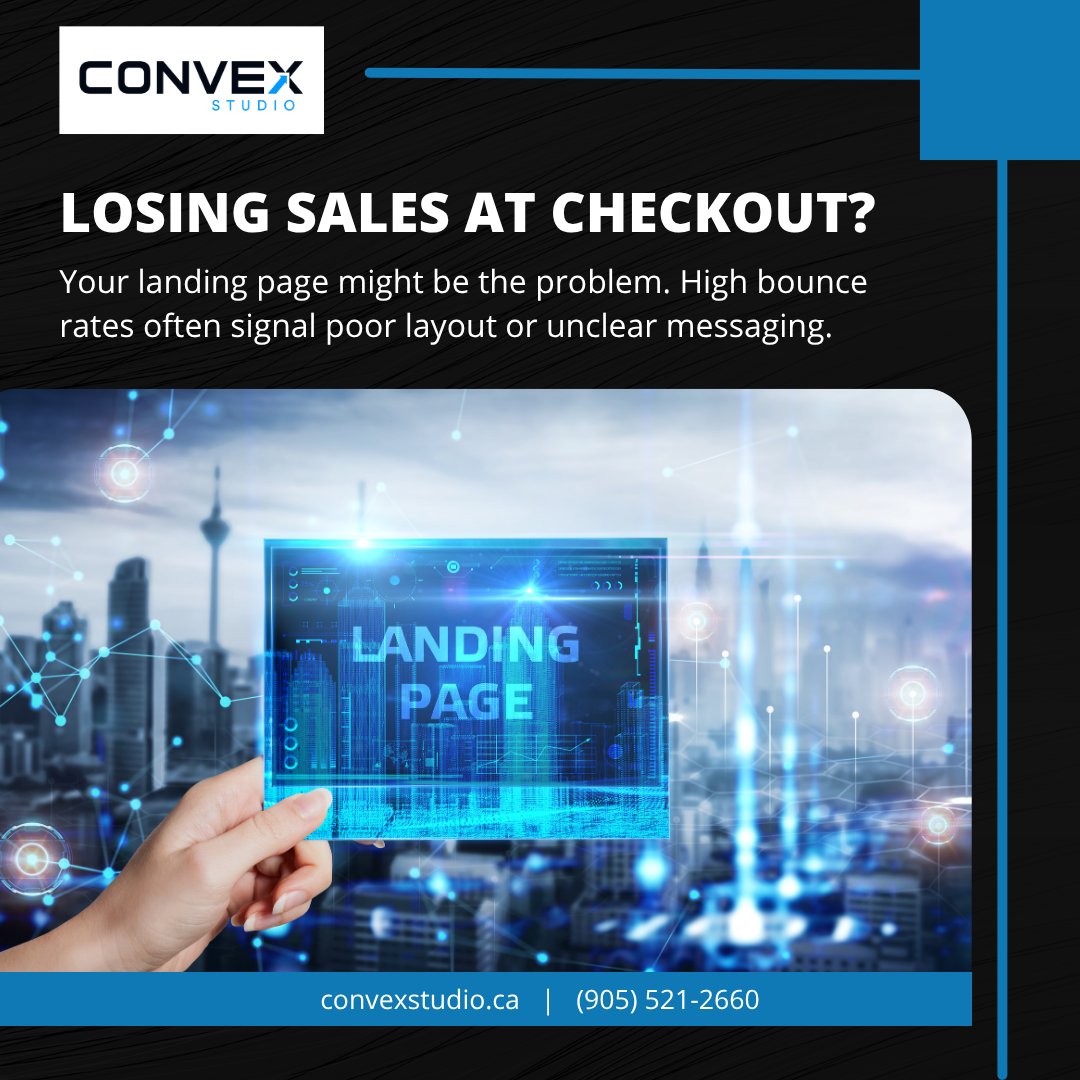 ConvexStudio's tweet image. Losing sales at checkout?
Your landing page might be the problem. High bounce rates often signal poor layout or unclear messaging. Fix that, and you’ll see conversions improve.
📞 Get a landing page review: (800) 949-1830
 🌐 bit.ly/33mPDeo