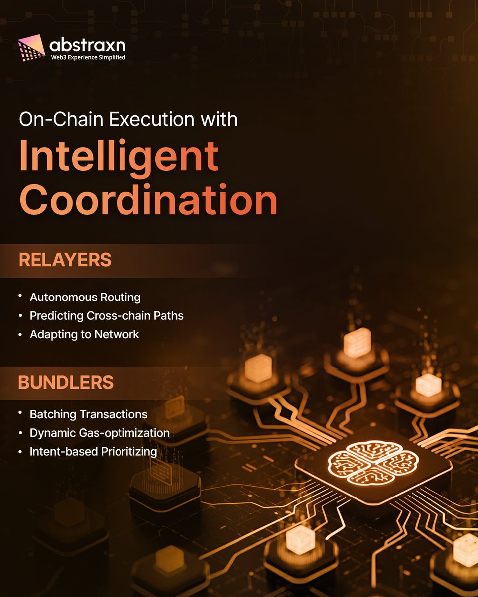AbstraxnX's tweet image. Our AI Web3 agents orchestrate both - choosing relayers when speed matters, bundlers when costs do and hybrid paths when intent demands it!

#AccountAbstraction #Web3 #Blockchain #Bundlers #AIWeb3Agents