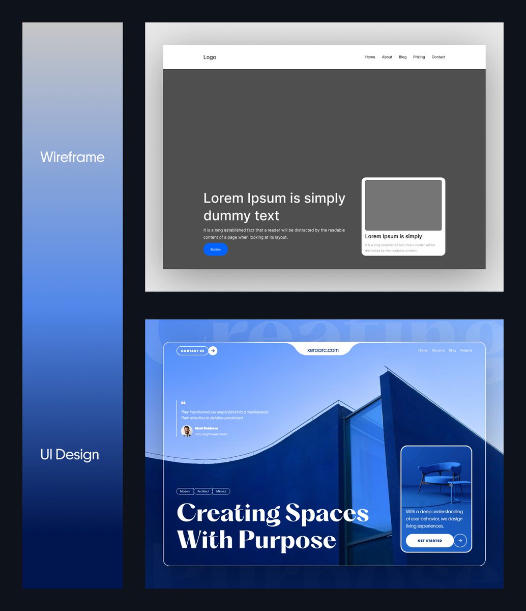 Wireframe → UI Design Where raw ideas take shape as a complete, visually refined UI.