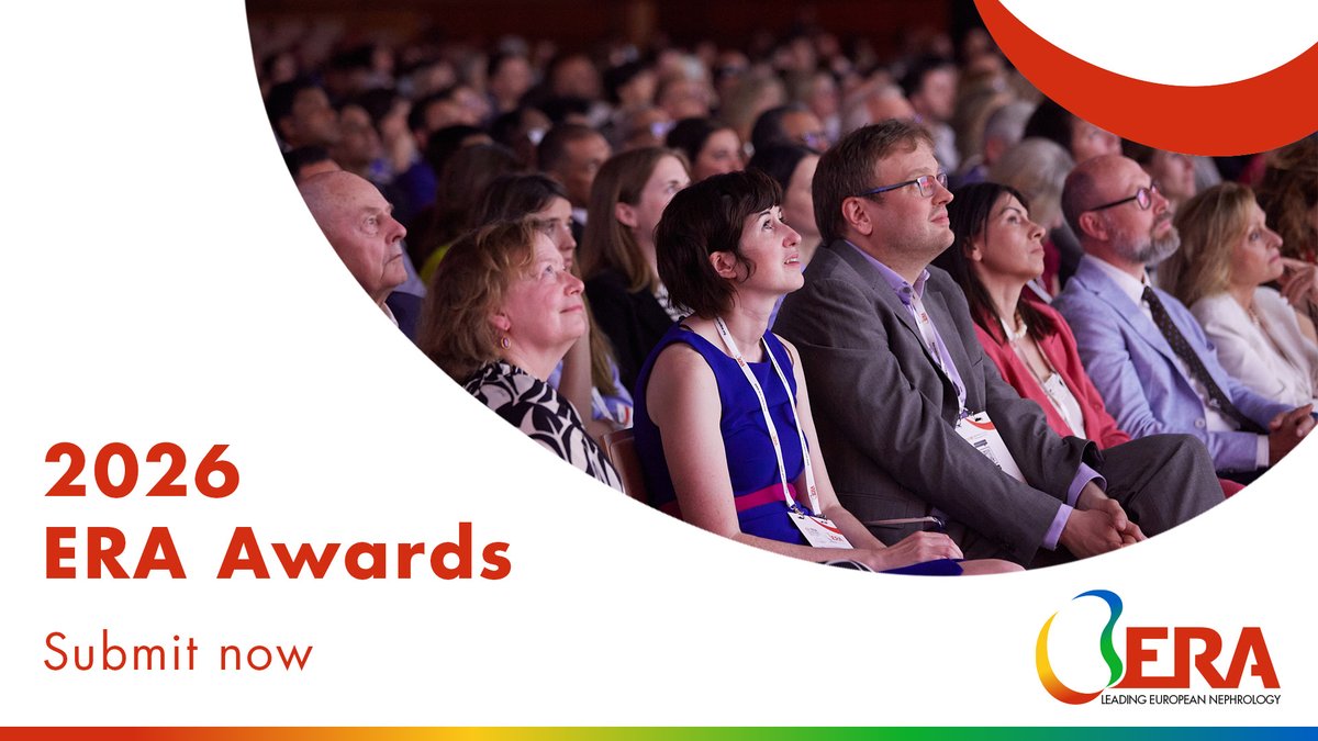 ERAkidney's tweet photo. 🏆 2026 ERA Awards🏅
🌟 Nominate collegues who have excelled through outstanding achievements and significant scientific contributions
🌟 YNP Members can apply for the ERA Awards for Young Investigators
🚨 Act fast: the deadline is December 19, 2025 👉 https://t.co/YA7n0cciwG https://t.co/ptHZZKK0RL