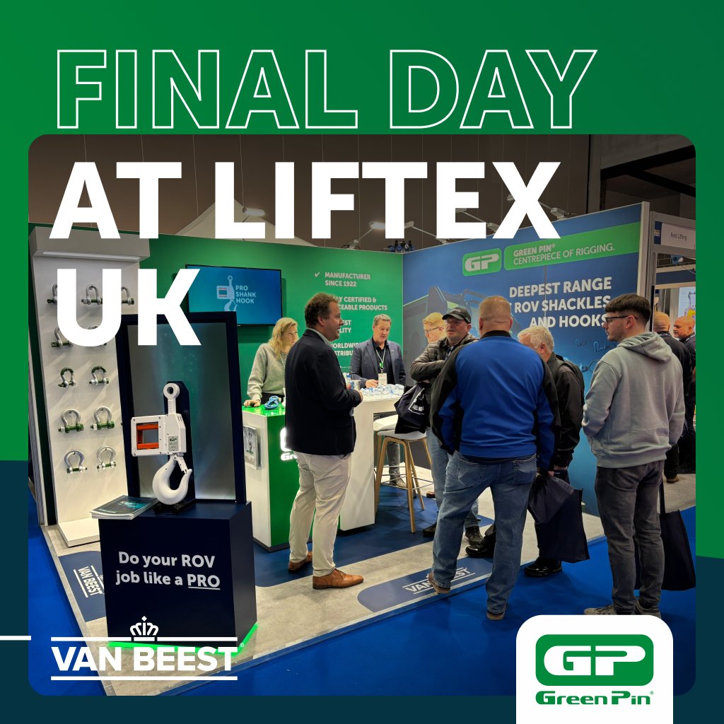 𝗙𝗶𝗻𝗮𝗹 𝗱𝗮𝘆 𝗮𝘁 𝗟𝗶𝗳𝘁𝗲𝘅 𝗨𝗞

Great to see so many familiar and international visitors.
Visit stand 31B to discover why Green Pin® is the centrepiece of rigging.

#liftex #liftingequipment #greenpin #rigging #thecentrepieceofrigging
