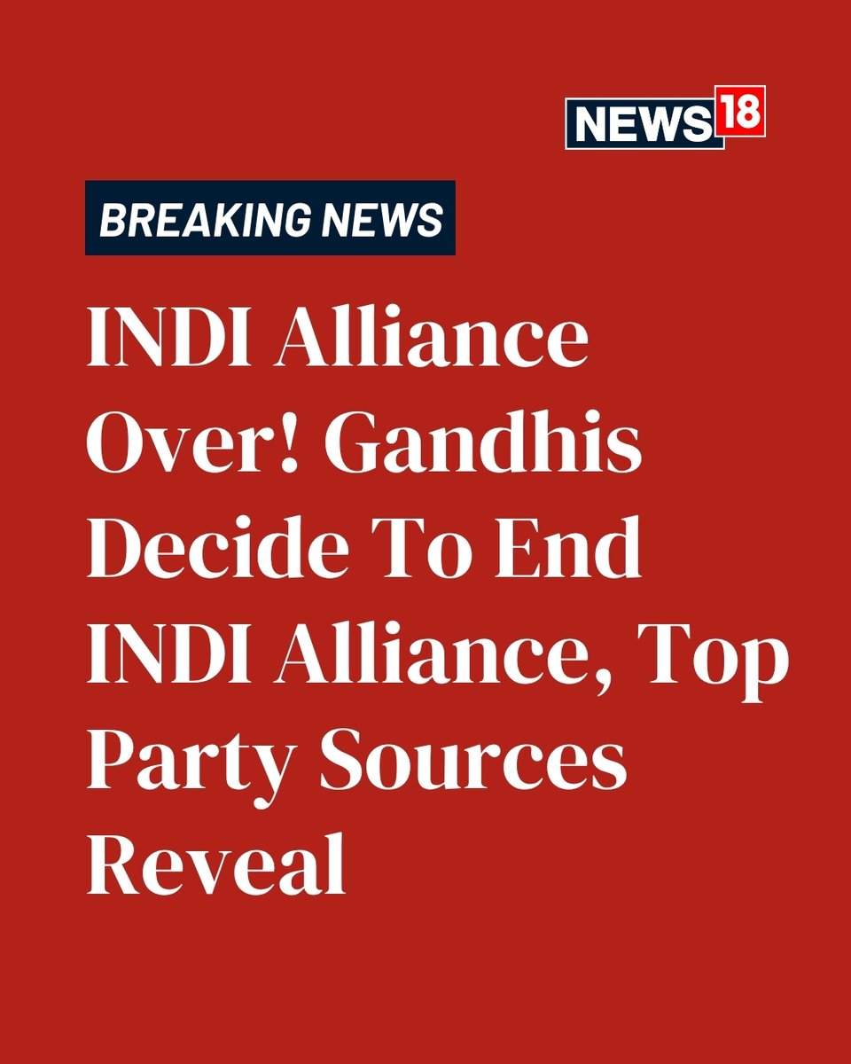 CNNnews18's tweet image. #BreakingNews | Congress party ends INDI Alliance, Congress to go solo for upcoming elections: Sources

#Congress #INDIAAlliance #INDIAlliance #Bihar #WestBengal #RahulGandhi