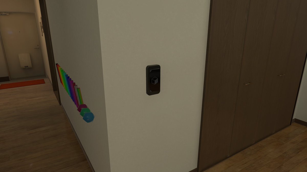 VPlaybone's tweet image. 【Shakti mat home】
いわゆるシャクティマットが置いてあるホームワールドです。ストレッチやヨガにもどうぞ。
上級者のためのスイッチもあります。
#VRChat_world紹介