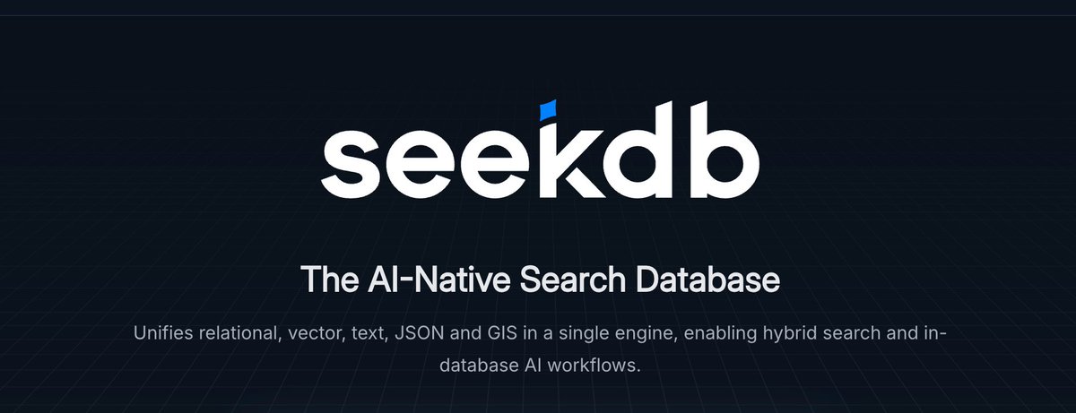 OceanBaseDB's tweet image. 🚀At our 2025 Annual Conf, we open sourced OceanBase seekdb, an AI-native search DB to unify data for hybrid search &amp;amp; production workloads.

With this, we are exploring a paradigm shift in how databases support the AI era.

🔗 en.oceanbase.com/blog/236522245…

#OceanBase #AI #OpenSource