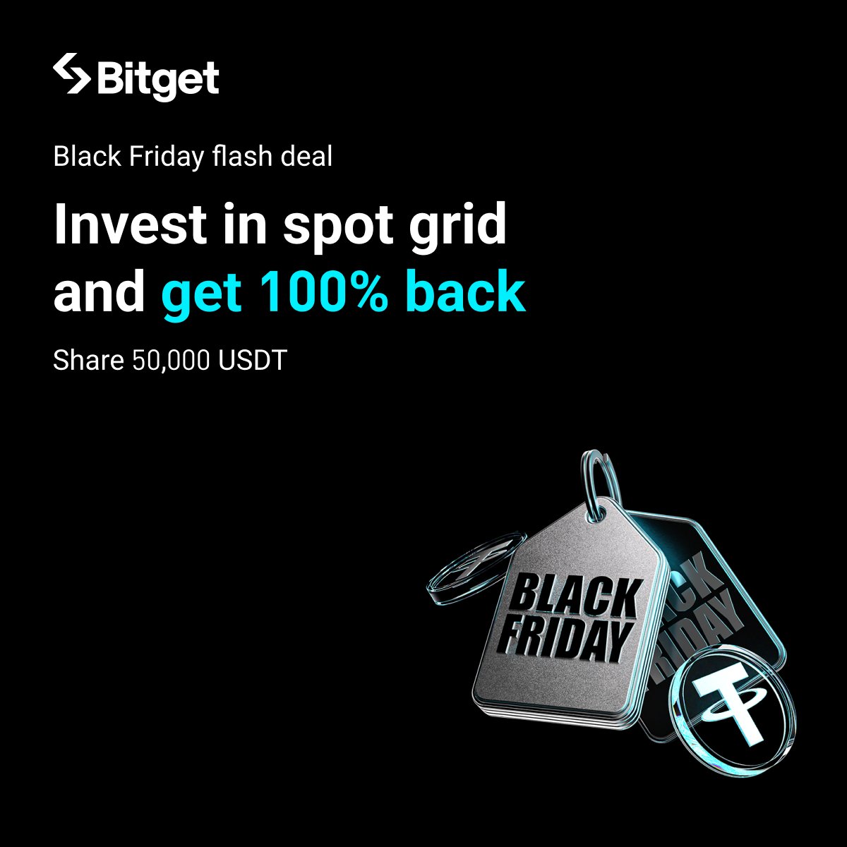 bitget's tweet image. Black Friday special: Spot Grid on #Bitget 

💰 Invest ≥50 USDT, run your grid bot for 2 days = 100% voucher cashback (up to 10,000 USDT).
🎉 Share $50,000 USDT prize pool by trading more.

Check details &amp;amp; join now!
👉 bitget.com/events/activit…