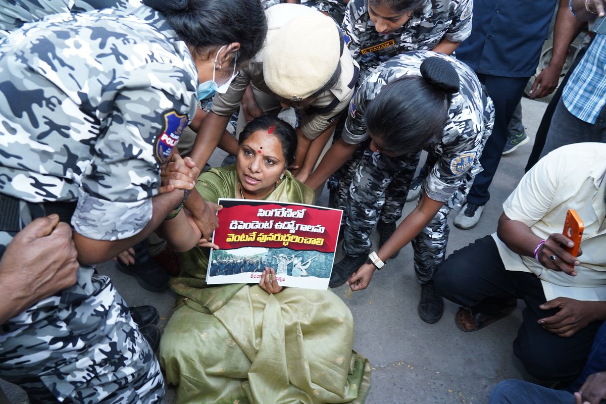 RaoKavitha's tweet image. Congress in Telangana is stifling voices. Today’s detention reflects the government’s increasing intolerance toward democratic expression.

The demands for restoring dependent jobs in Singareni and constituting a medical board must be addressed without delay.

I will continue to…
