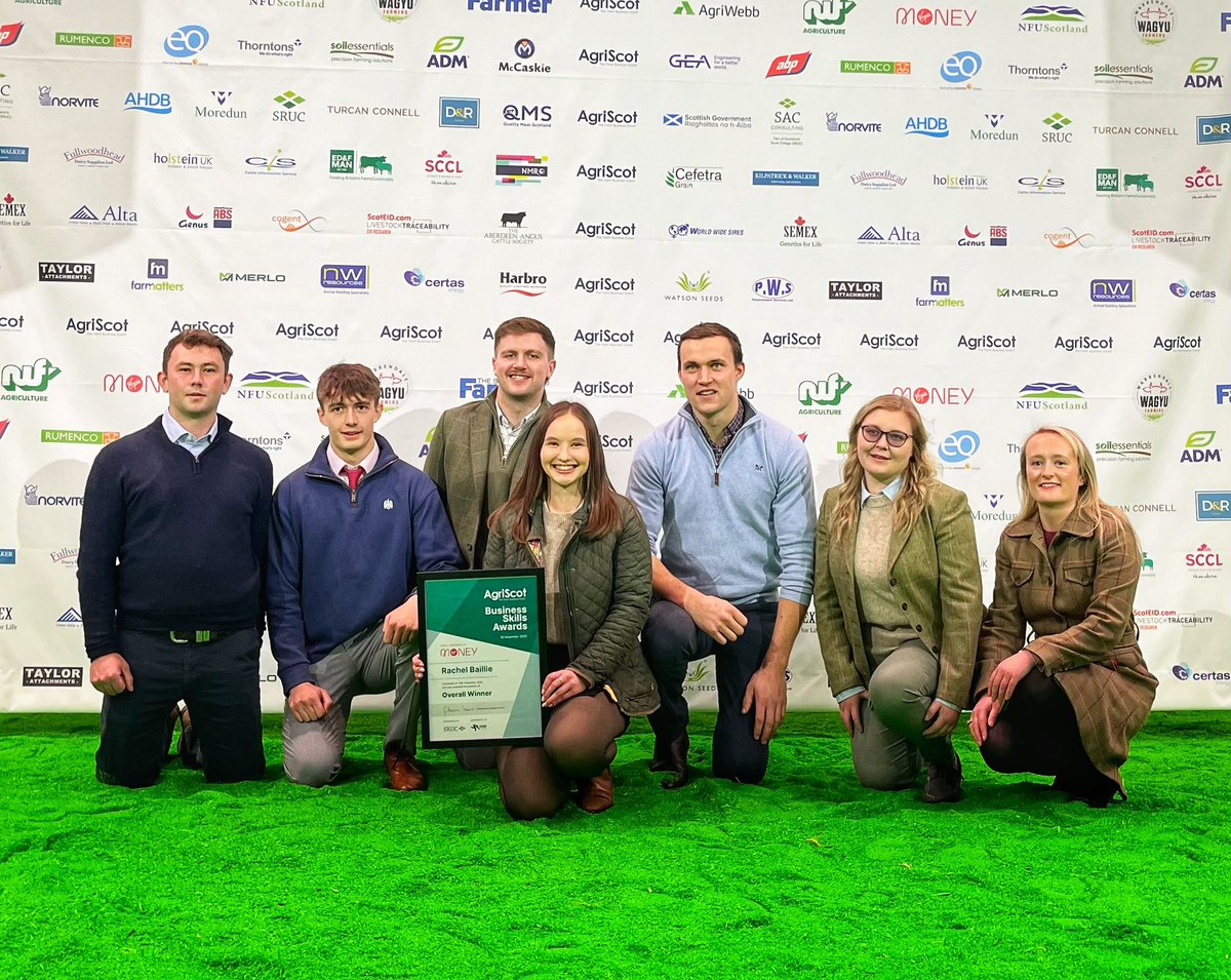 AgriScot's tweet photo. 🏆🥇Congratulations to Rachel Baillie - winner of the #AgriScot25 Business Skills Competition 👩‍💼📈 

What a wonderful way to celebrate the 15th anniversary of the Business Skills Competition with so many of the previous winners gathering together in the main ring 🤗 https://t.co/IH7YPuJIXU