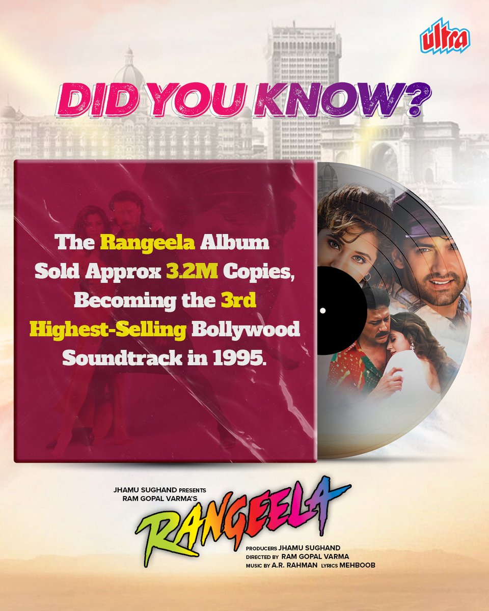 Music that ruled the 90s… and still rules our playlists. 🎧✨
Rangeela returns in cinemas on 28th Nov in a stunning 4K version!
.
#Rangeela #AamirKhan #JackieShroff #UrmilaMatondkar #RamGopalVarma #Rangeela 

<a href="/AKPPL_Official/">Aamir Khan Productions</a> <a href="/UrmilaMatondkar/">Urmila Matondkar</a> <a href="/bindasbhidu/">Jackie Shroff</a> <a href="/arrahman/">A.R.Rahman</a> <a href="/RGVzoomin/">Ram Gopal Varma</a>