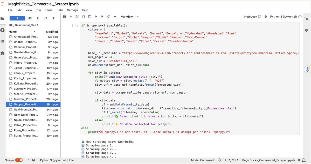 DevanshiJais's tweet image. Built a real estate scraper that extracts commercial property data! 🏢

Scrapes:
✅ Property Name
✅ Total Price
✅ Price per Sqft

Automating the boring stuff so you can find the best deals faster 💰

#WebScraping #RealEstate #Python #Automation