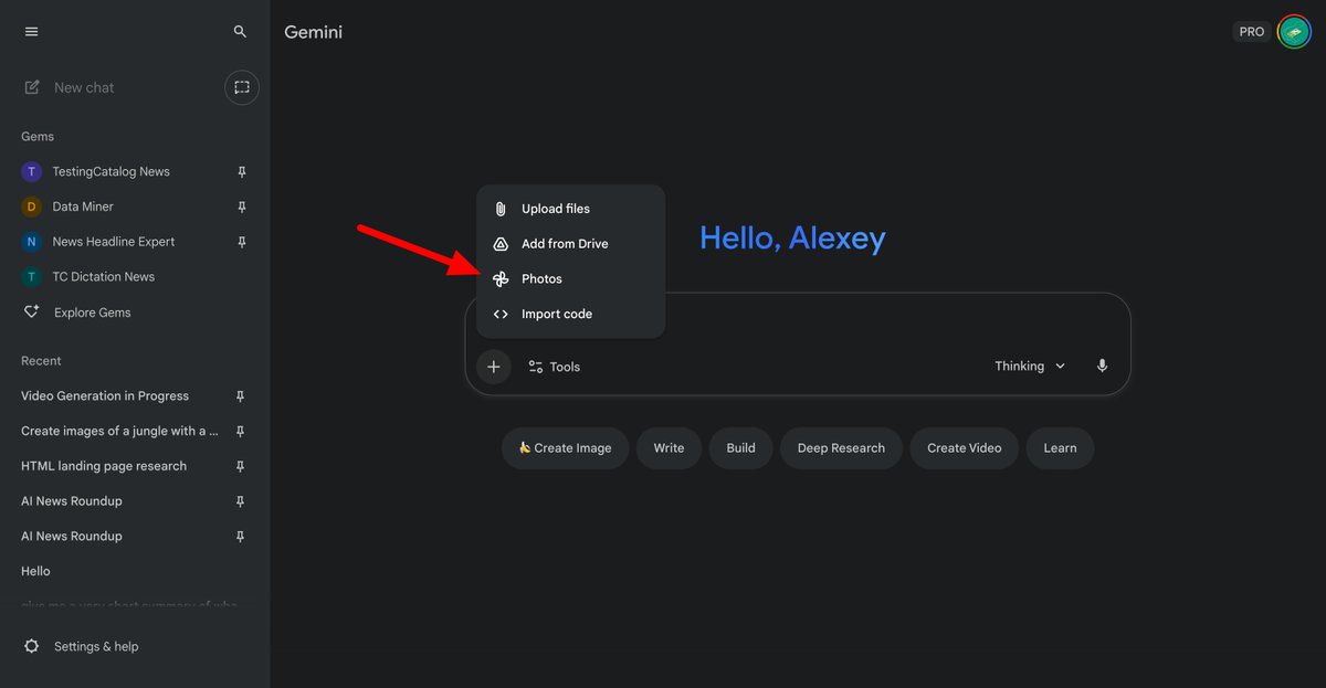 Photos import option