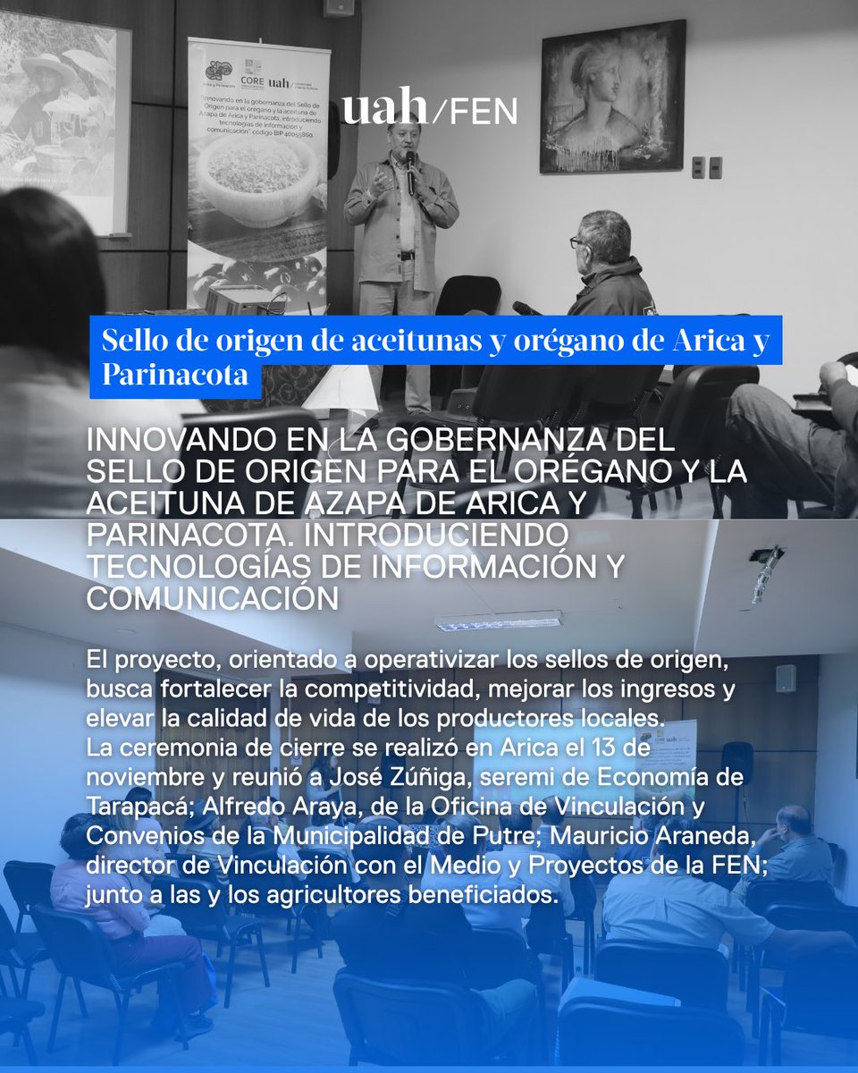 🌿 Ejecutado por la FEN: finaliza proyecto FIC que moderniza la gobernanza del sello de origen del orégano y las aceitunas de Arica y Parinacota 🫒

Concluyó el proyecto “Innovando en la gobernanza del sello de origen para el orégano y la aceituna de Azapa de Arica y Parinacota.