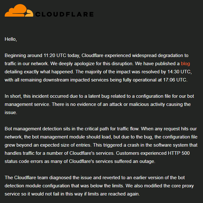 CSDevAr's tweet image. It&apos;s always bots. Bots or bots detection. But well it just goes as a reminder that no system or service is perfect (I&apos;ve heard clerks in stores go &quot;Sorry the system is down&quot; and though not true, it was a breather :D ). I like Cloudflare a lot so it&apos;s all fine :) 
#Cloudflare