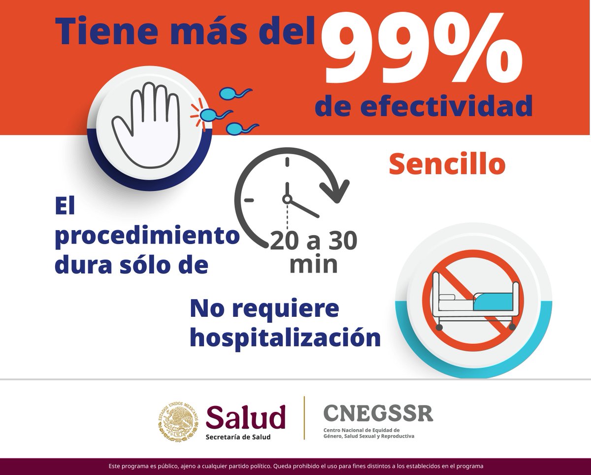 Ens_HRRB's tweet image. La Vasectomía Sin Bisturí es una intervención muy sencilla:
Sin hospitalización
Sin molestias
Sin riesgos
¡Acude a tu Unidad de Salud más cercana para conocer más!📷
#HRRB