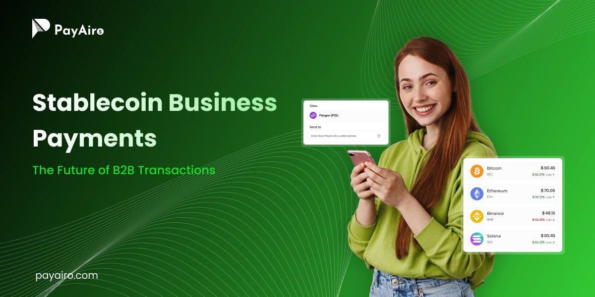 PayAiro's tweet image. The B2B payment revolution is here. 
 
Discover how stablecoins are transforming business transactions offering speed, stability, and borderless efficiency.
 
👉 Read now: medium.com/@payairo/stabl…

#Stablecoins #B2BPayments #FintechFuture