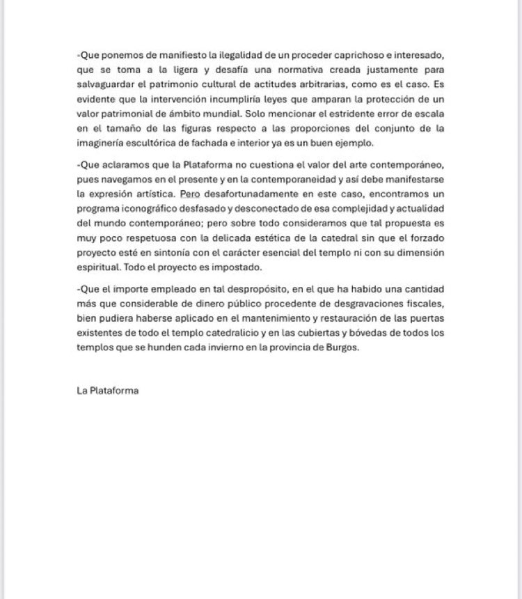 CiudadanoMaltes's tweet photo. Comunicado de la Plataforma contra las puertas de Antonio López para la Catedral de #Burgos
@archiburgos @patrimoniojcyl @Aytoburgos @Burgos2031  @FAEBurgos @elbarroquista @Jjo_Rodriguez 
@culturagob 
@CelineMartinGev 
@JessOjedaCalvo https://t.co/vv6wMH63qs