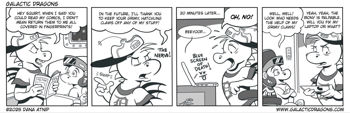 GalacticDragons's tweet image. Sardonic Ironic, in the latest Galactic Dragons!🌟
Always be nice to your IT guy!
galacticdragons.com

#galacticdragons #comics #webcomics #IT #dragons