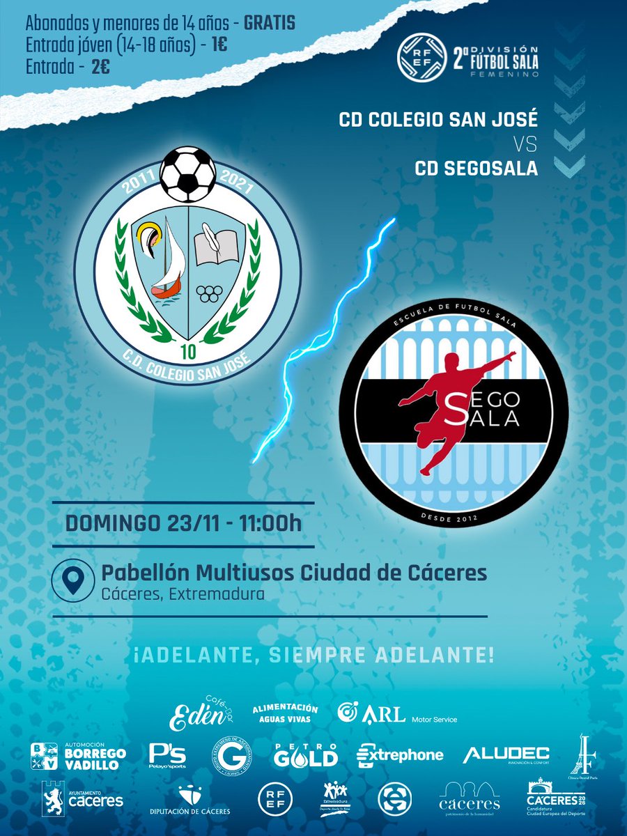 🔜🩵 AGENDA FIN DE SEMANA

¡Nueva semana, nueva oportunidad!

✈️ 11ª Jor
📅 Sab 22/11; 19h 
🆚 EF Jarandilla
🏟 Pab. Jarandilla de la Vera
🚌 ¿Nos acompañas? 👉🏼 608177561
————
🏠 10ª Jor
📅 Dom 23/11; 11h 
🆚 <a href="/Segosala/">CD Segosala</a> 
🏟 Pab. Multiusos Ciudad de Cáceres

#123SanJosé🩵