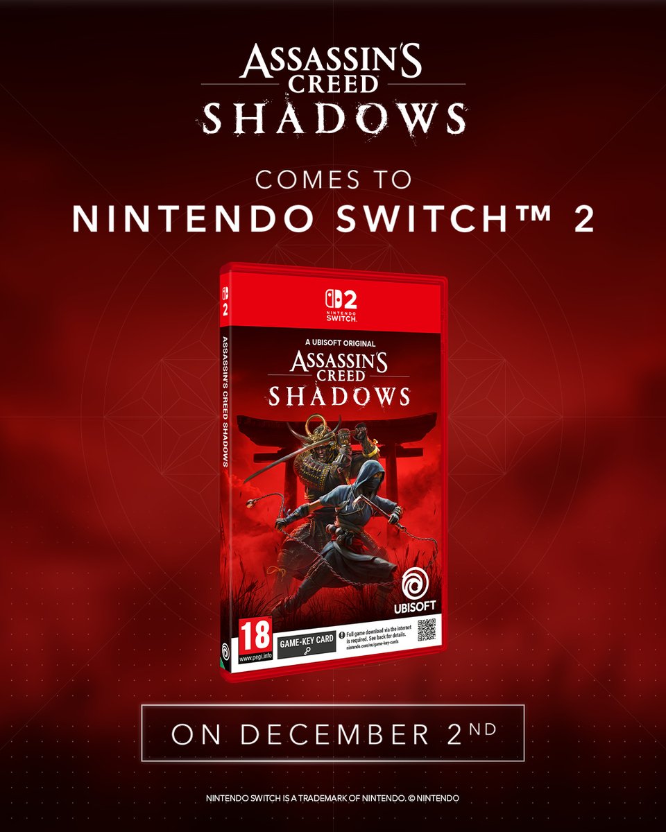 assassinscreed's tweet image. Wishlist Assassin’s Creed Shadows on Nintendo Switch™ 2 now!

Time to sharpen that hidden blade ⚔️