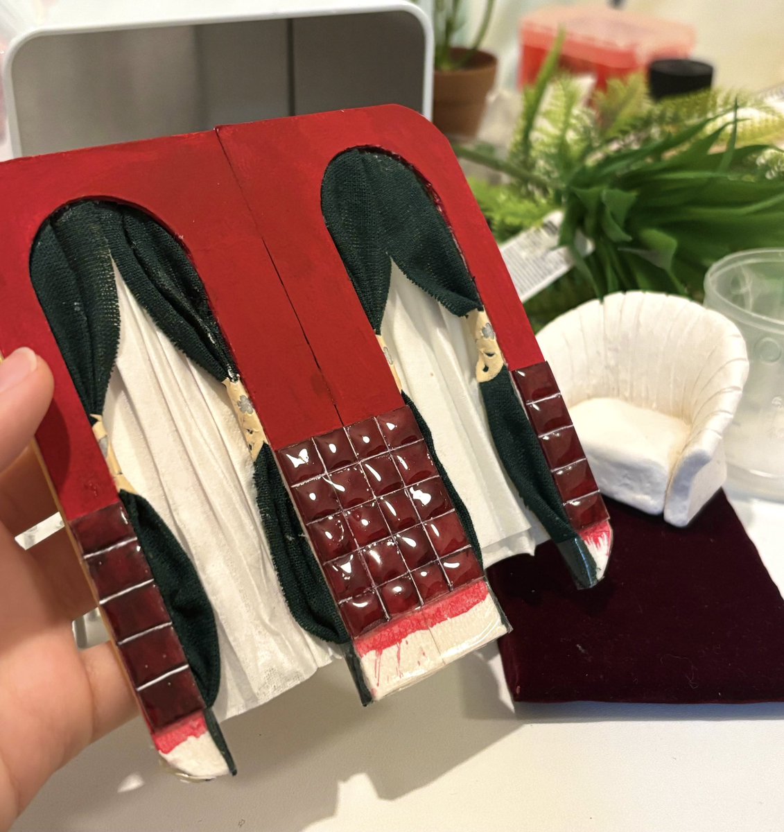 _NUM_00's tweet image. 途中経過
手作りタイルが良いかんじ🟥🟥